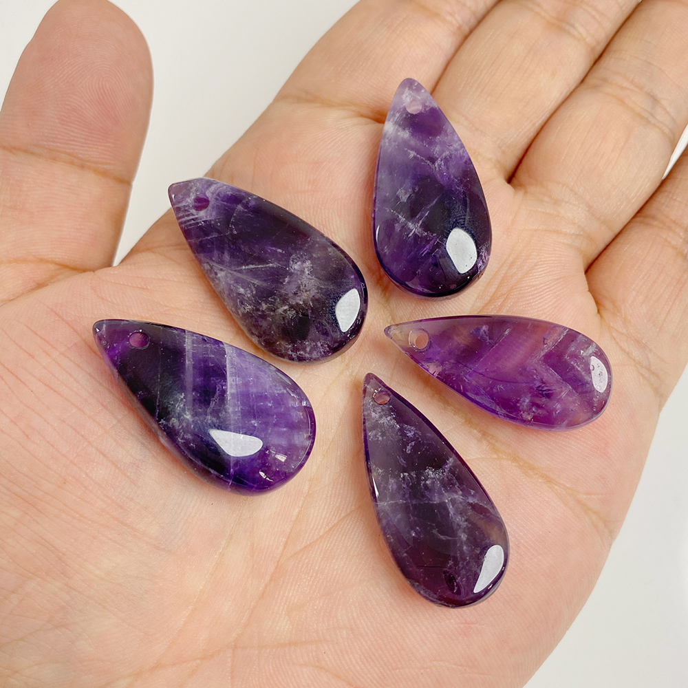 Crystal Pendant Necklace Natural Stone - 1pc große Wasser tropfen form Stein