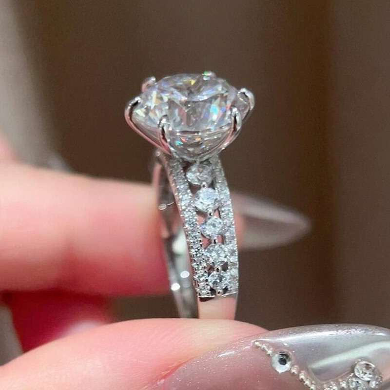 Moissanite Engagement Ring 1 Carat - 4 Karat Hochglänzender Klassischer Sechs-Zacken-Moissanit-Diamantring für