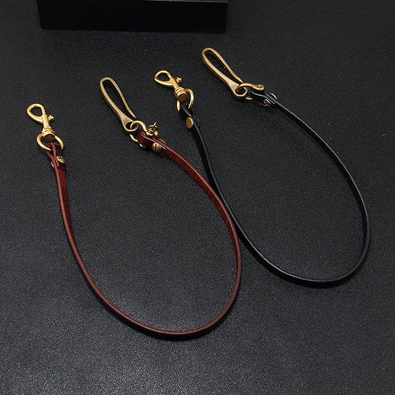 Body Jewelry - Handgefertigter langer Biker-Motorrad-Trucker, braun, schwarz, Rindsleder,