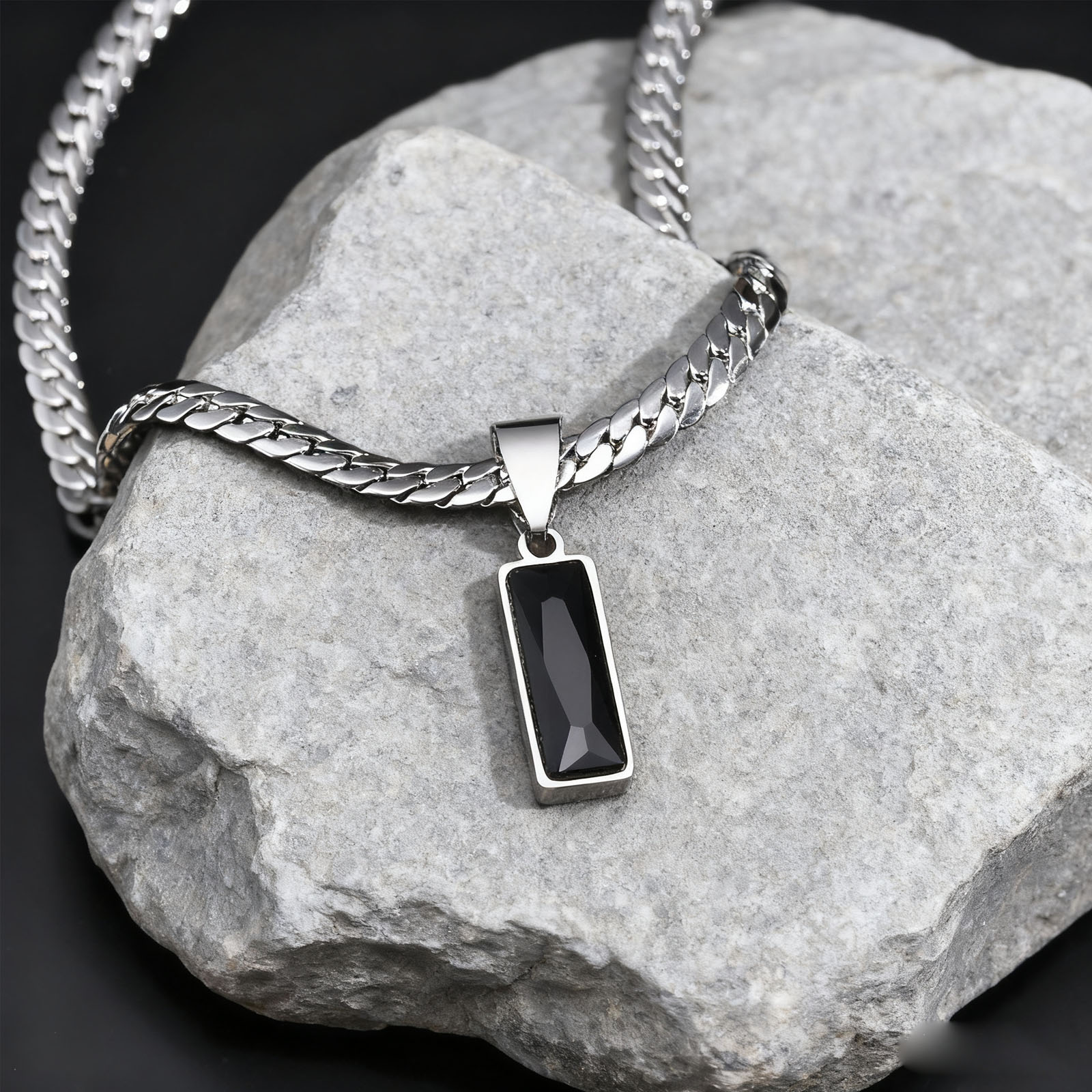Cuban Link Chain 12Mm - Stilvolle Herren-Halsketten mit geometrischem Stein-Anhänger, flache