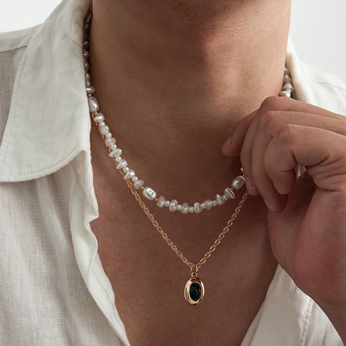 Neues 2-teiliges Set Vintage G – Pearl Choker Necklace Vintage Bewertung und Preis