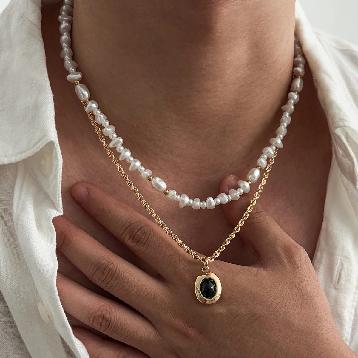 Neues 2-teiliges Set Vintage G – Pearl Choker Necklace Vintage Bewertung und Preis