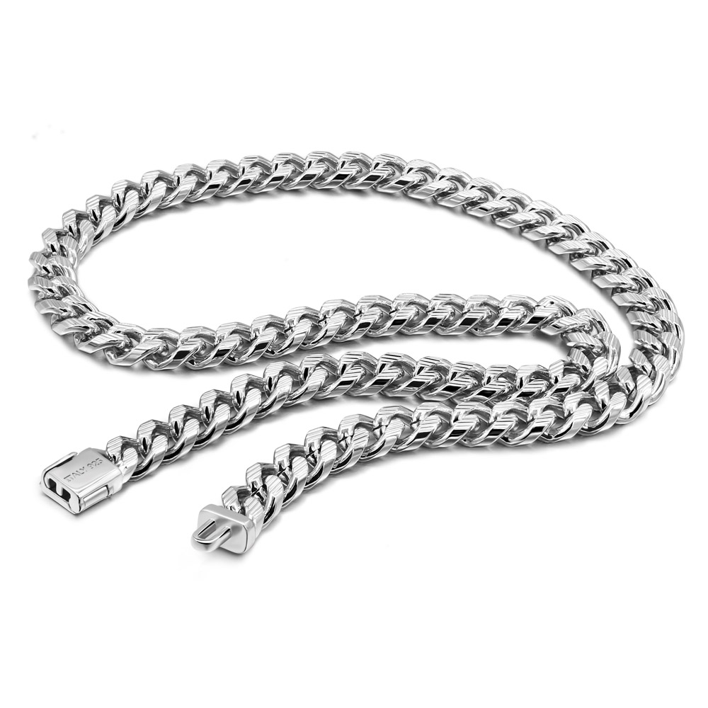Herren Punk Hip Hop 925 Sterli – 925 Sterling Silver Chain Necklace Men Bewertung und Preis
